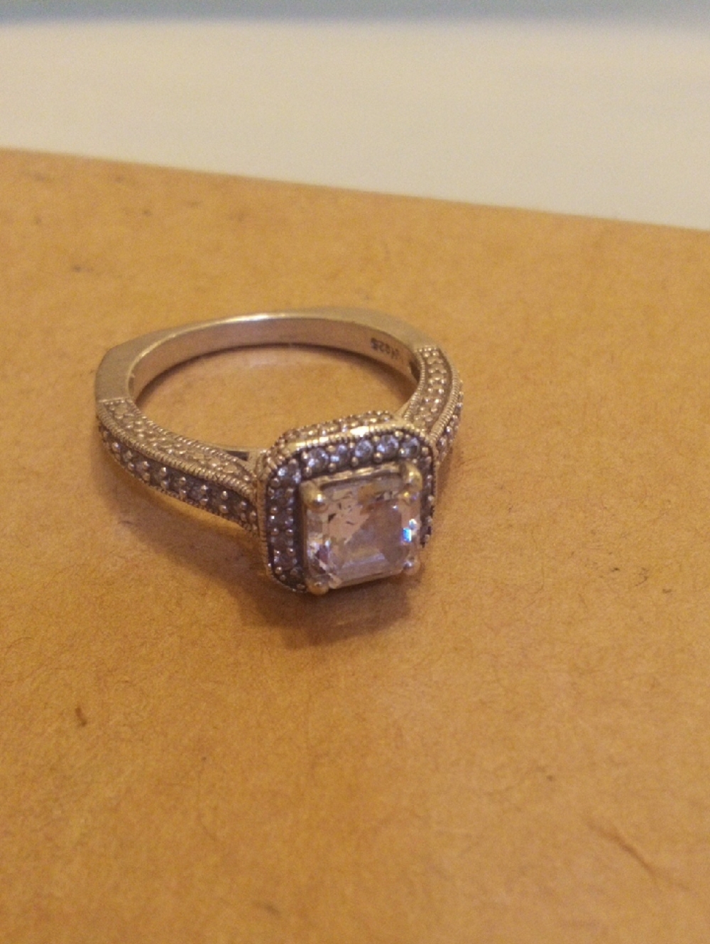 Sterling Silver Clear CZ Halo Engagement Ring - Unbranded